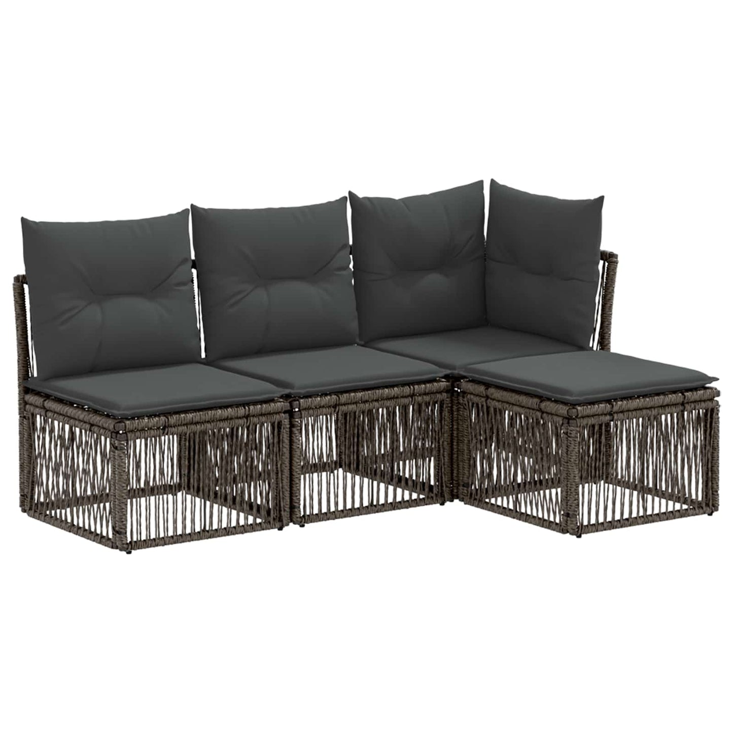 Kerti Kanapé Szett 4 pcs Szürke polirattan