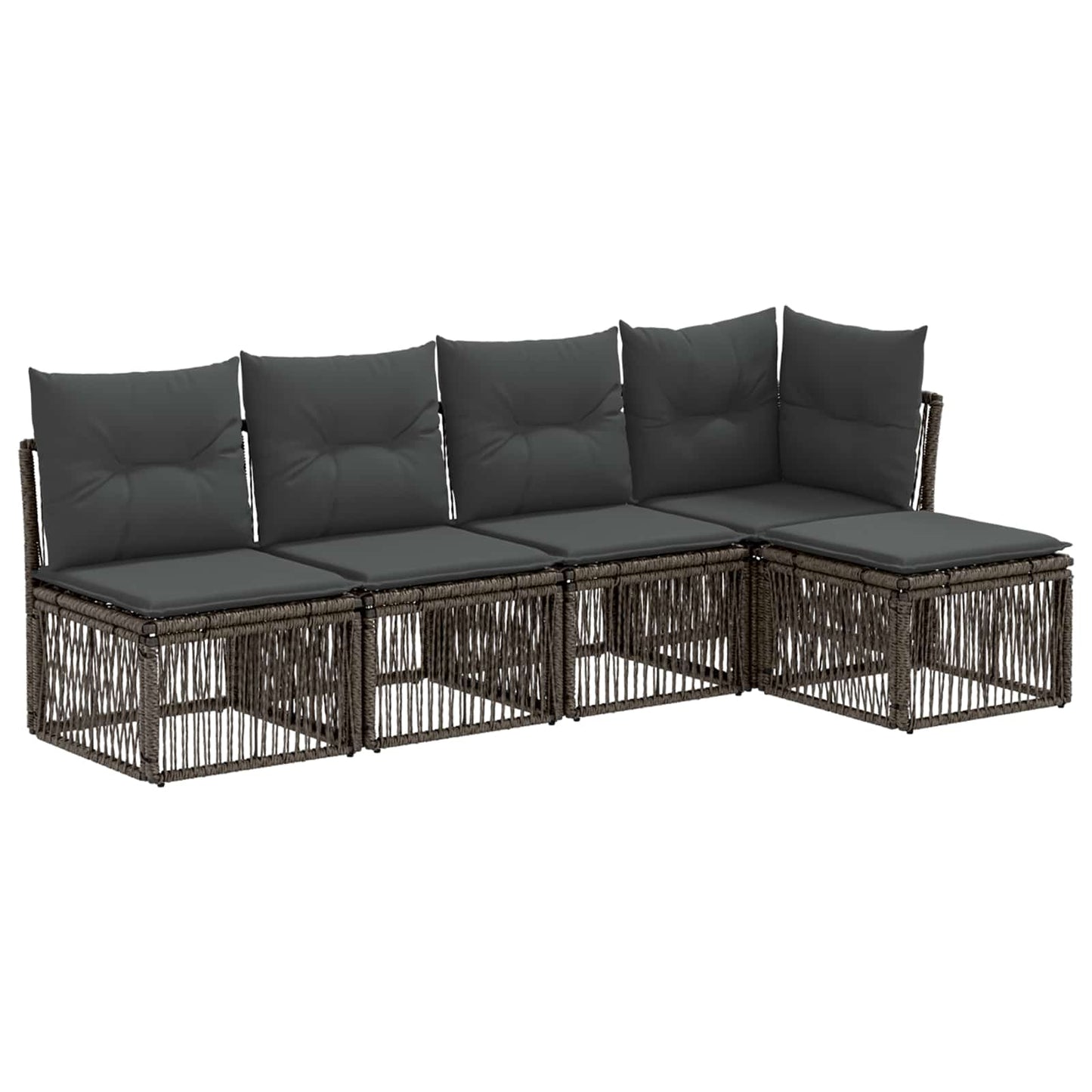 Kerti Kanapé Szett 5 pcs Szürke polirattan