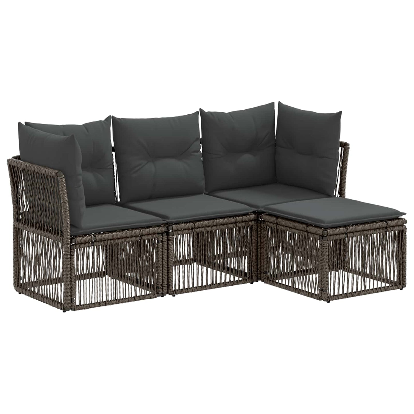 Kerti Kanapé Szett 4 pcs Szürke polirattan