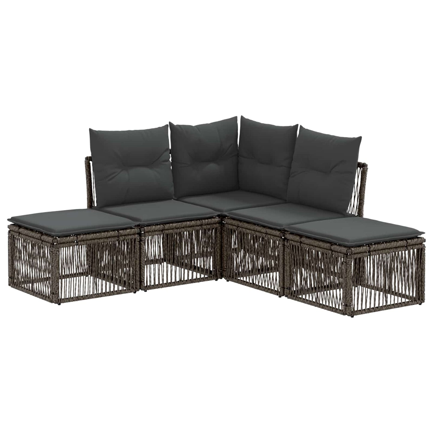 Kerti Kanapé Szett 5 pcs Szürke polirattan