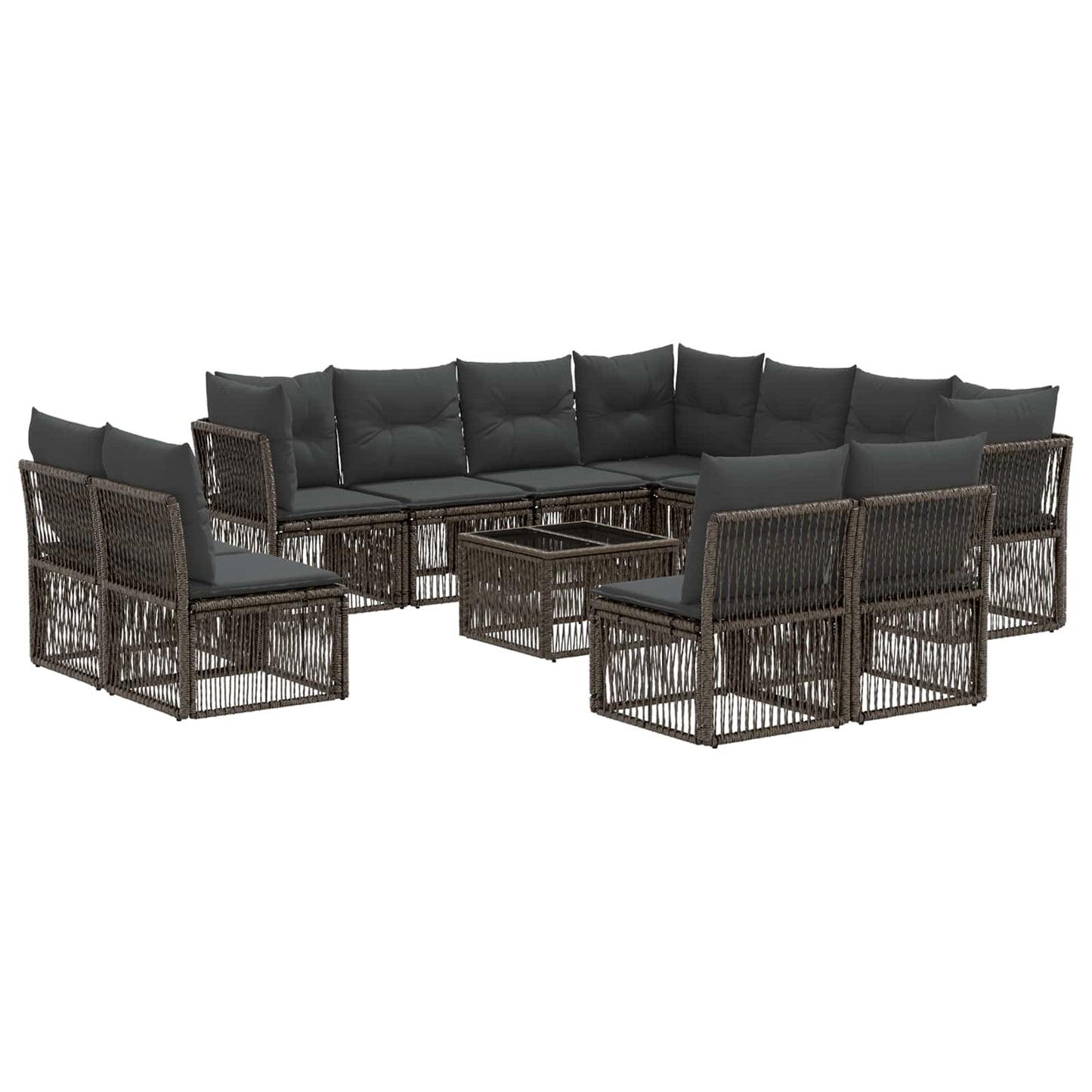 Kerti Kanapé Szett 12 pcs Szürke polirattan