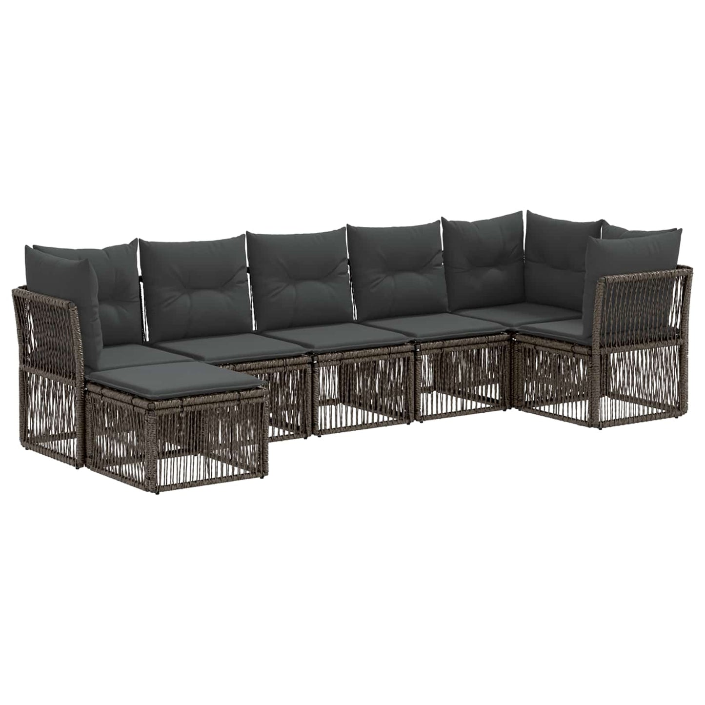 Kerti Kanapé Szett 7 pcs Szürke polirattan