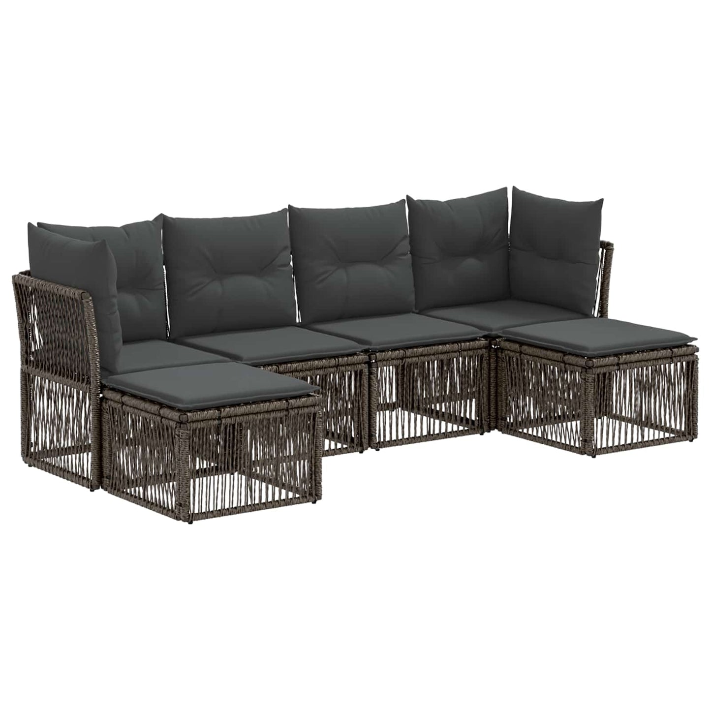 Kerti Kanapé Szett 6 pcs Szürke polirattan