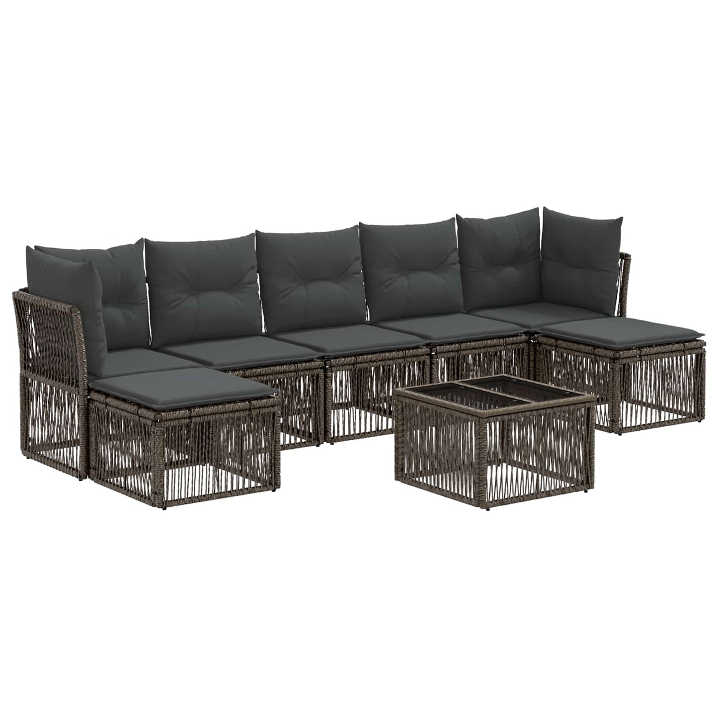 Kerti Kanapé Szett 8 pcs Szürke polirattan