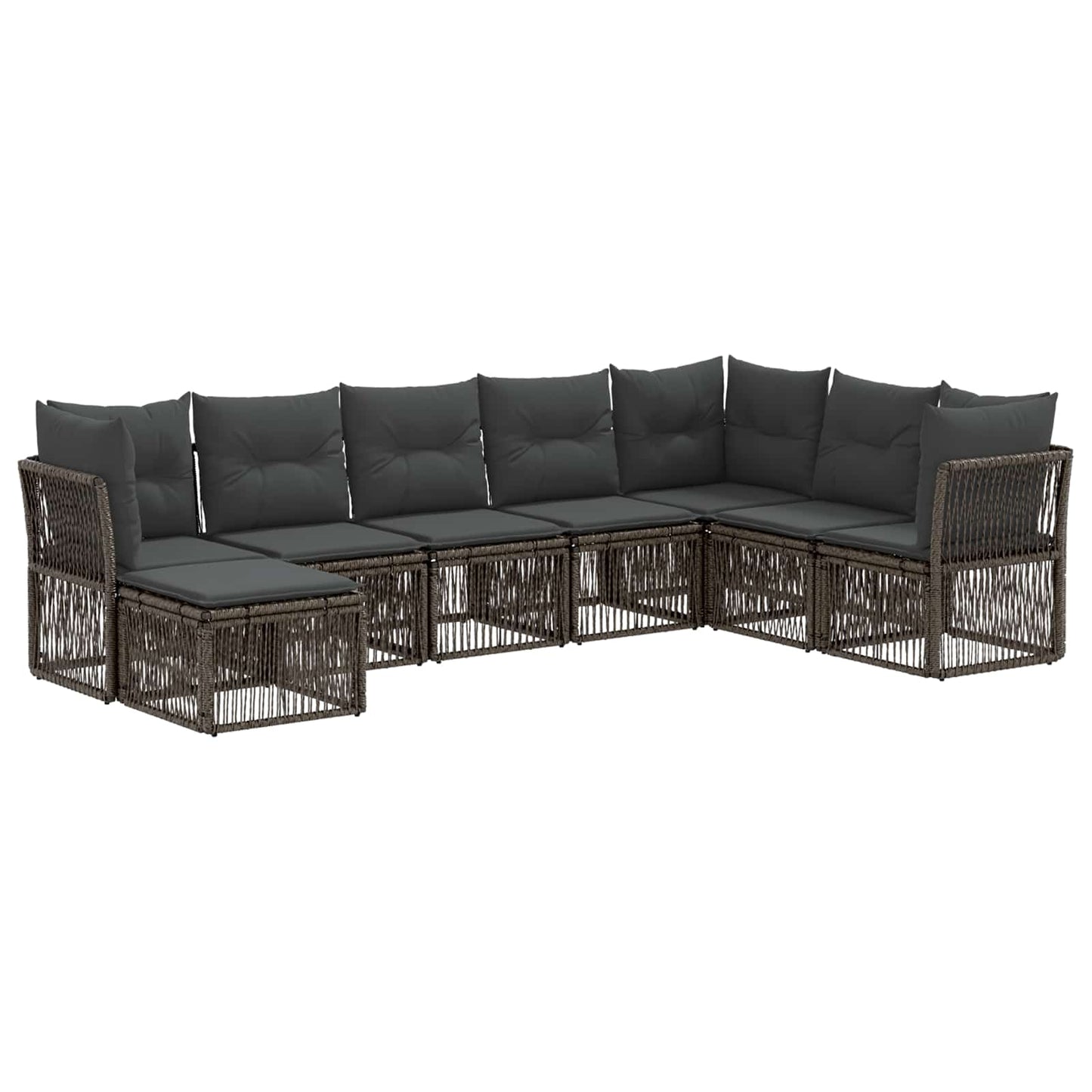 Kerti Kanapé Szett 8 pcs Szürke polirattan