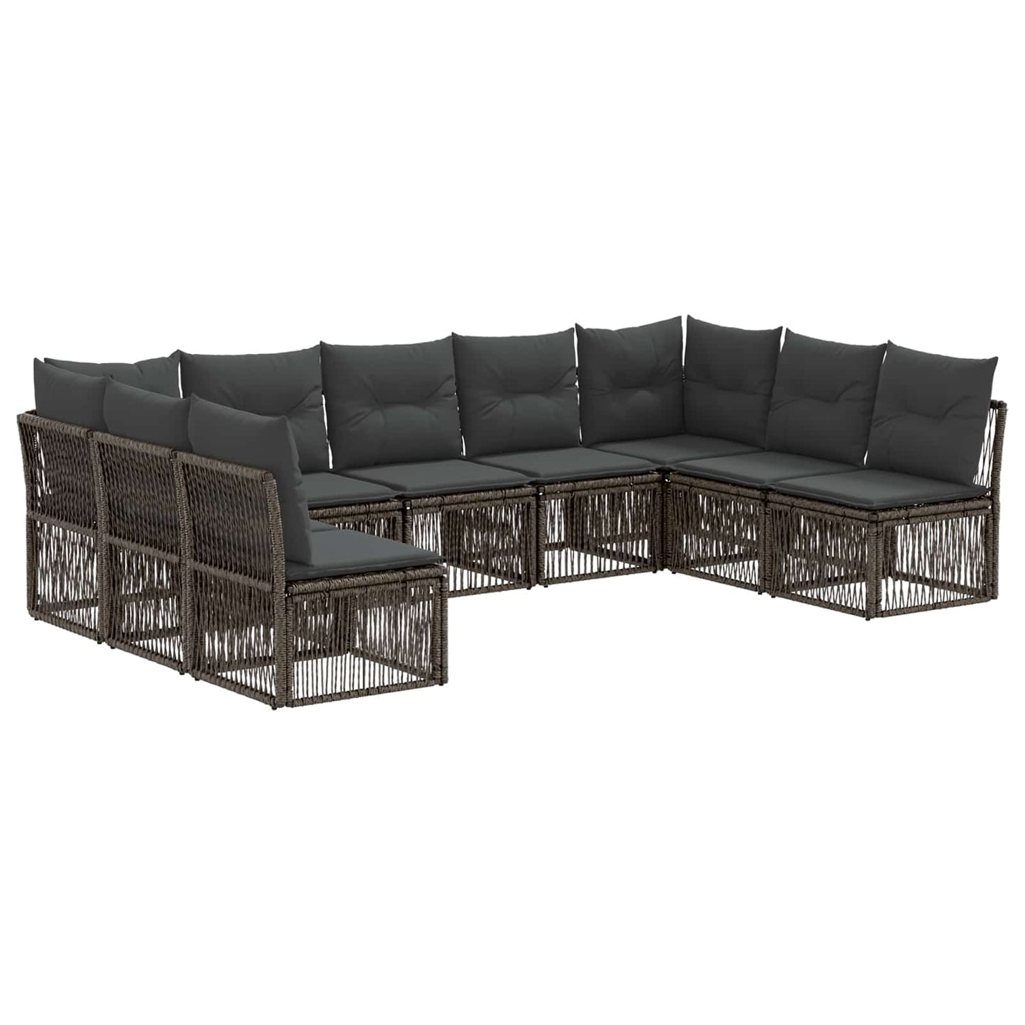 Kerti Kanapé Szett 9 pcs Szürke polirattan
