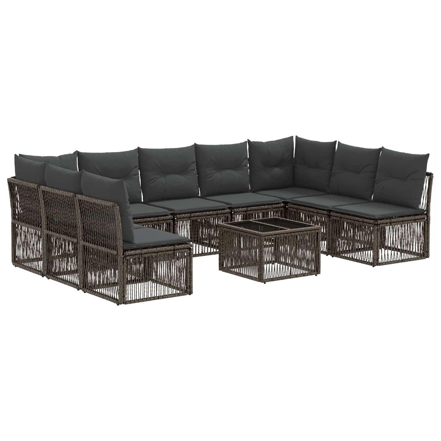 Kerti Kanapé Szett 10 pcs Szürke polirattan