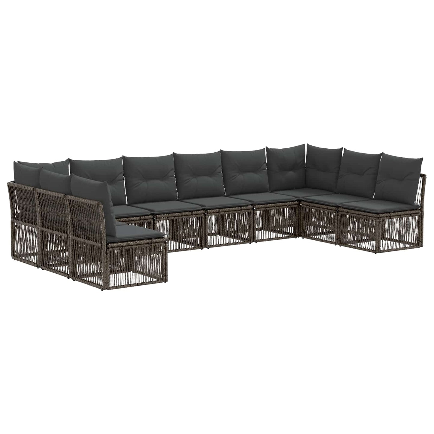 Kerti Kanapé Szett 10 pcs Szürke polirattan