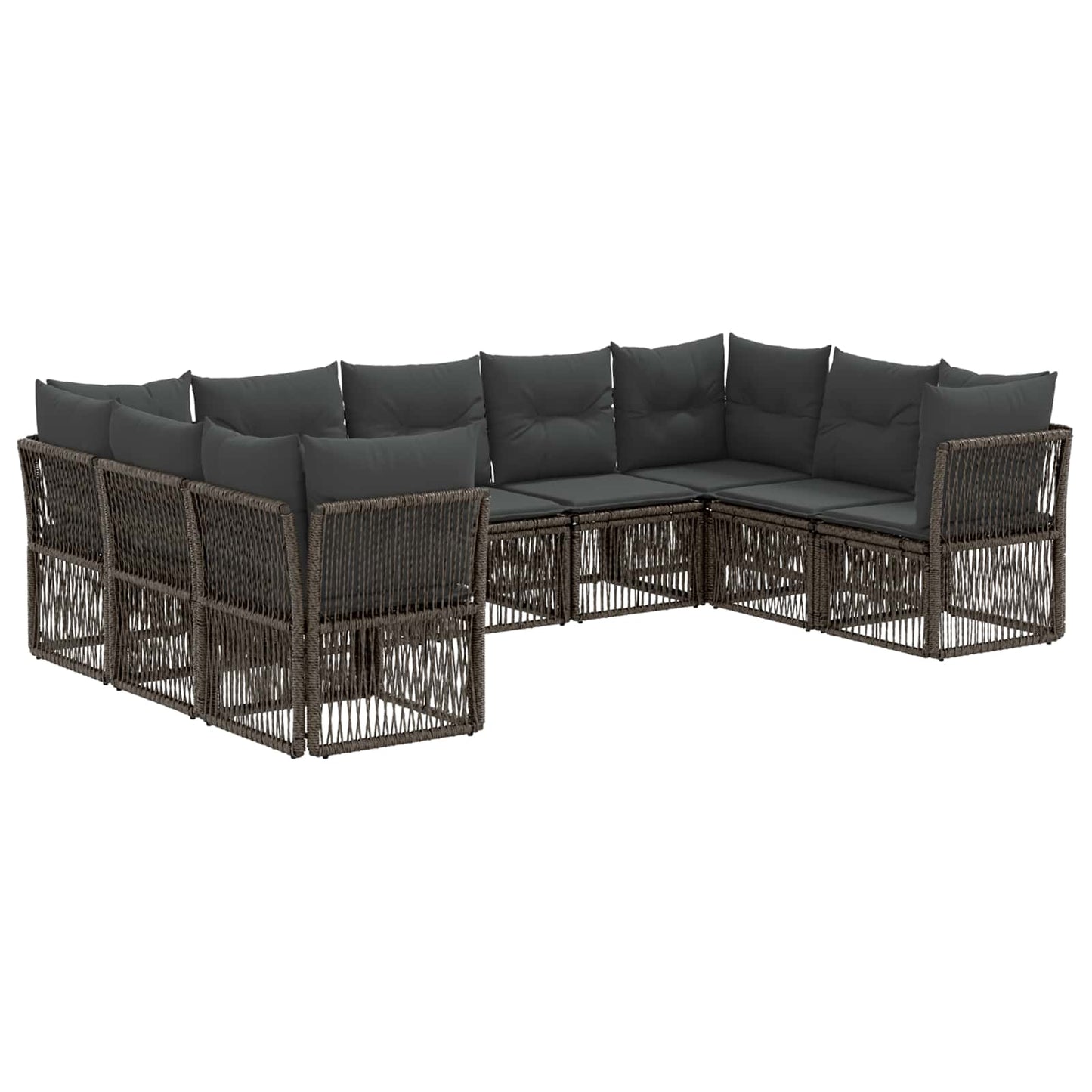 Kerti Kanapé Szett 9 pcs Szürke polirattan