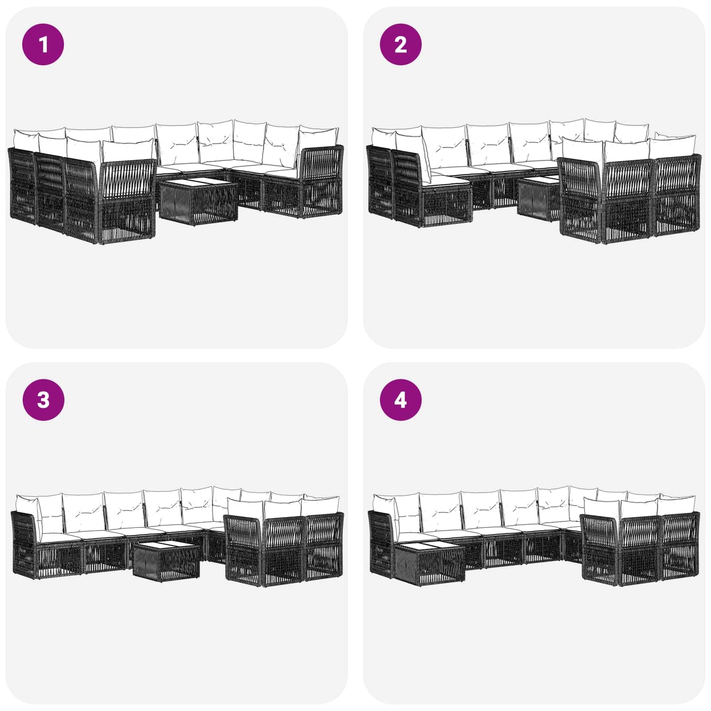 Kerti Kanapé Szett 10 pcs Bézs polirattan