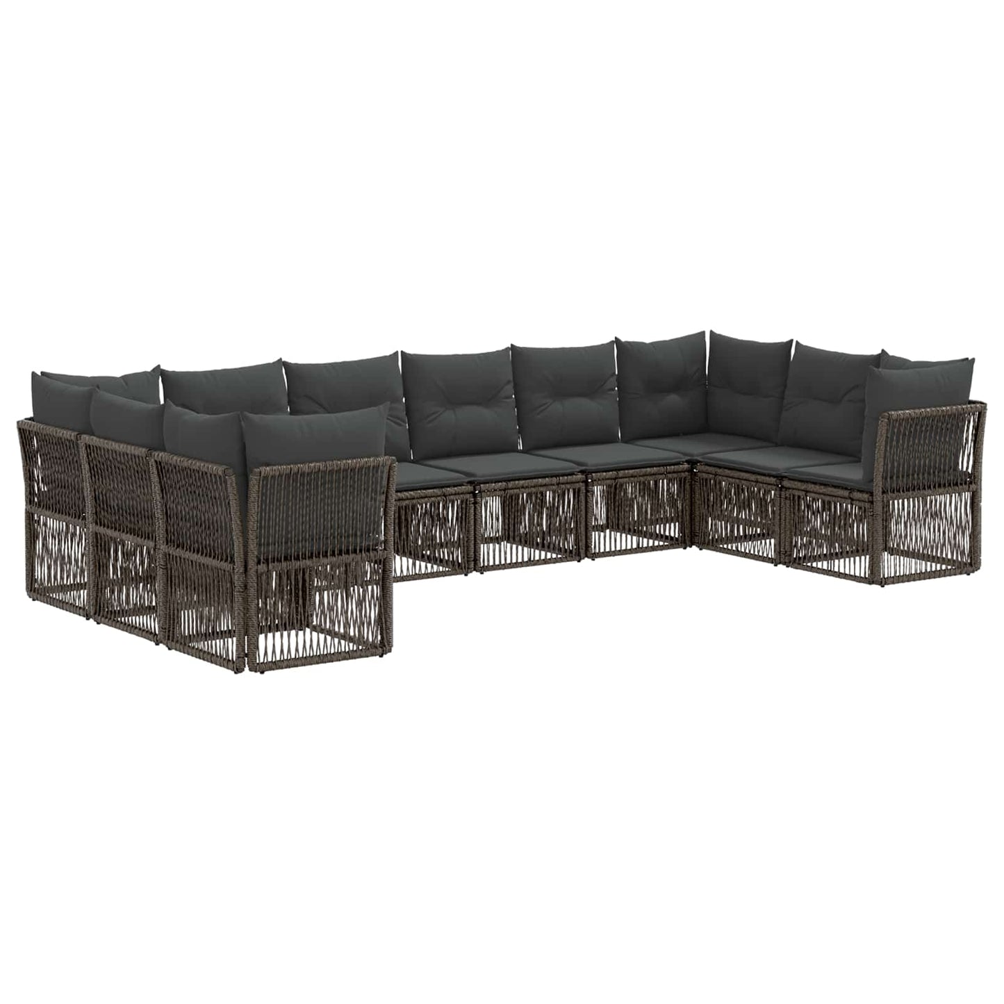 Kerti Kanapé Szett 10 pcs Szürke polirattan
