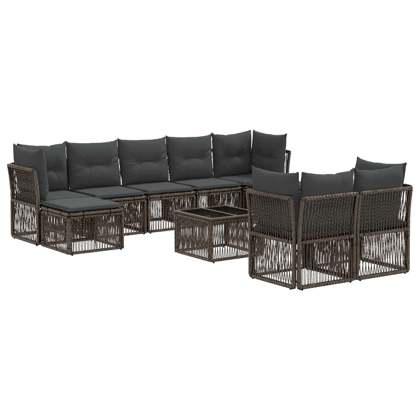 Kerti Kanapé Szett 10 pcs Szürke polirattan