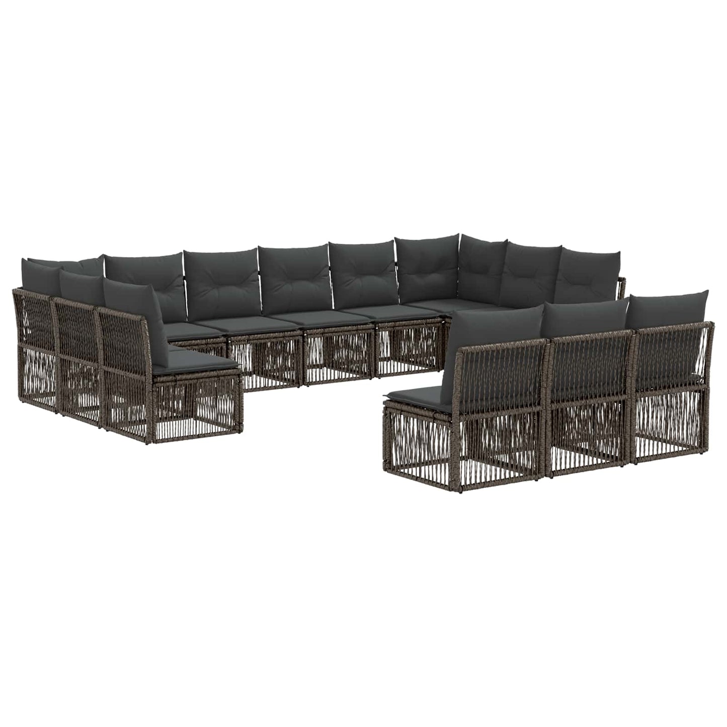 Kerti Kanapé Szett 13 pcs Szürke polirattan