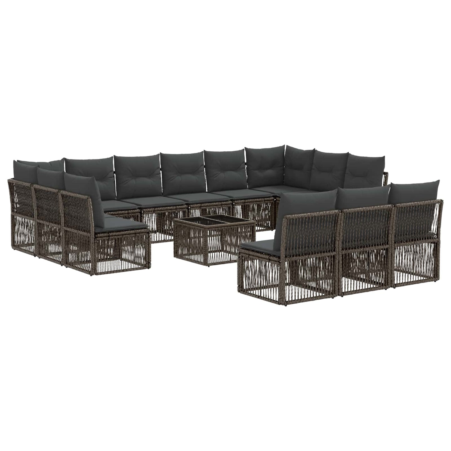 Kerti Kanapé Szett 14 pcs Szürke polirattan