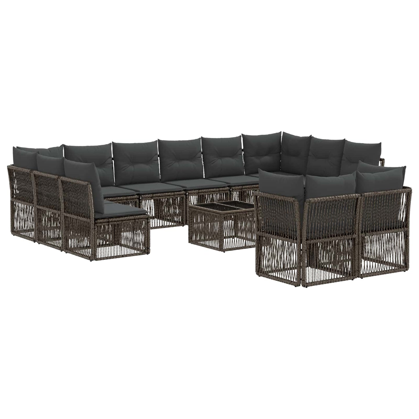 Kerti Kanapé Szett 13 pcs Szürke polirattan