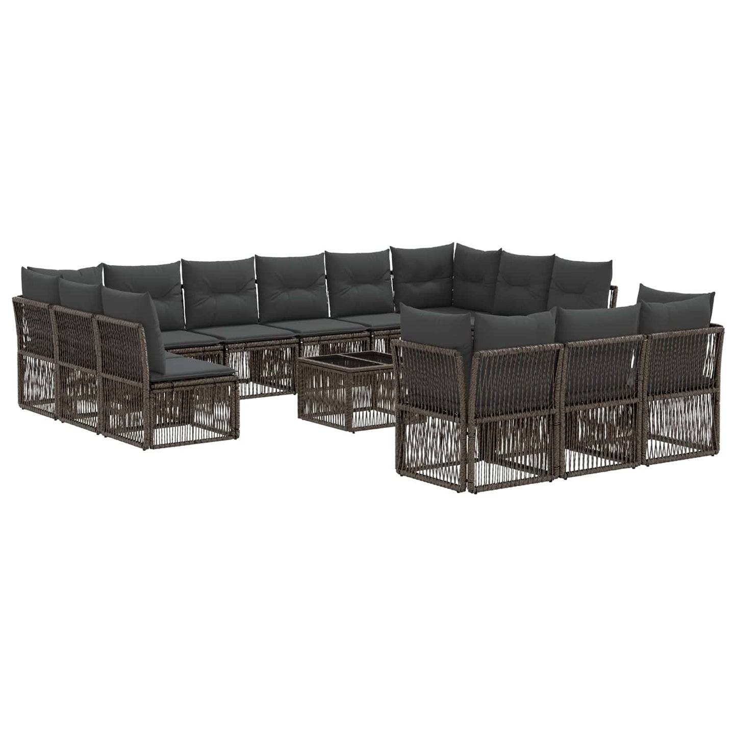 Kerti Kanapé Szett 14 pcs Szürke polirattan