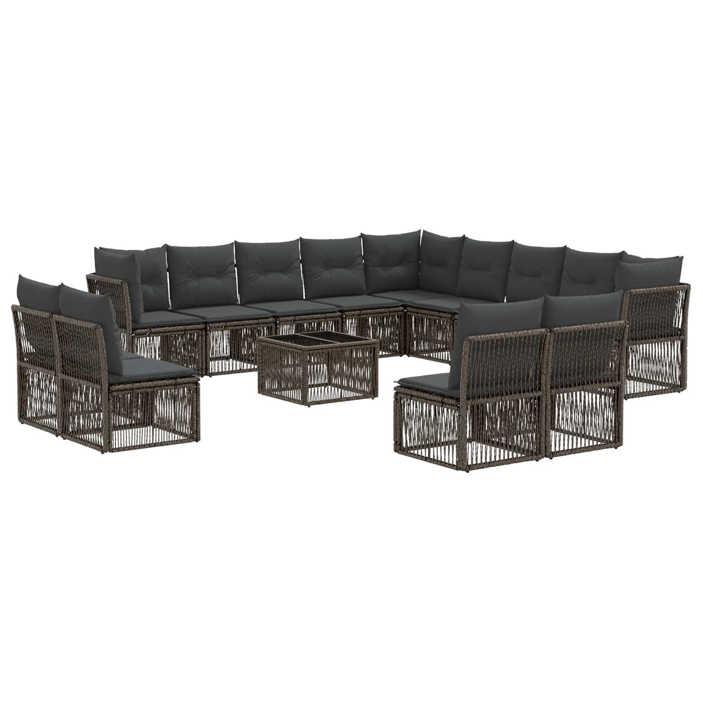 Kerti Kanapé Szett 14 pcs Szürke polirattan