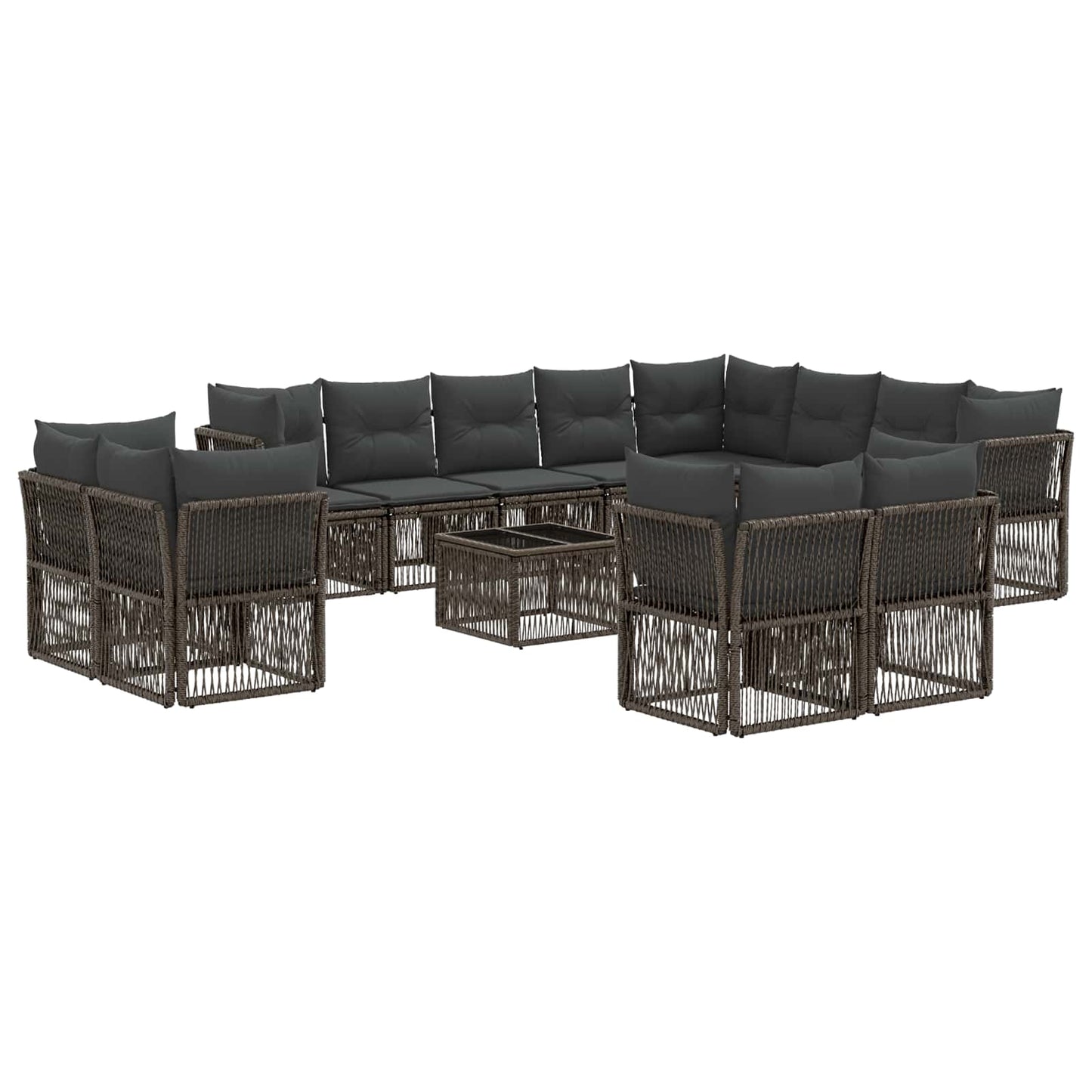 Kerti Kanapé Szett 13 pcs Szürke polirattan