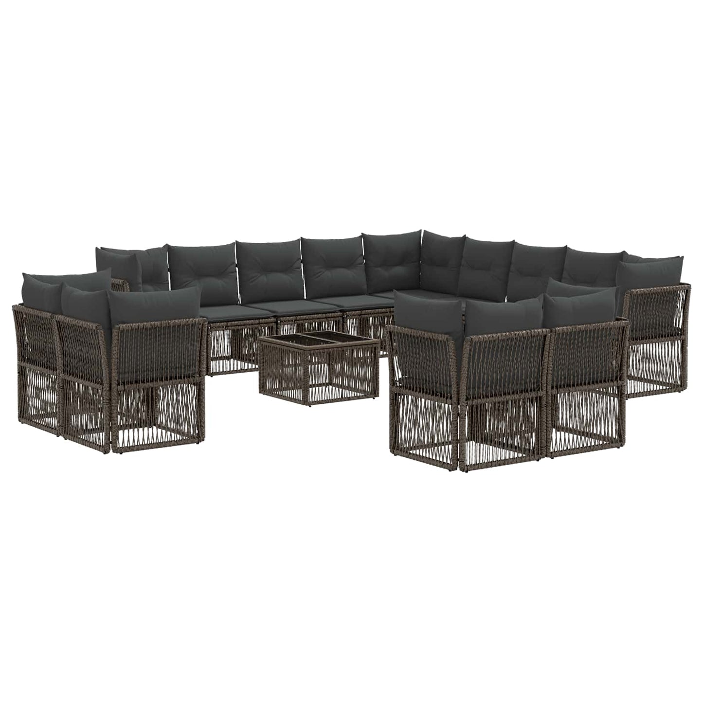 Kerti Kanapé Szett 14 pcs Szürke polirattan