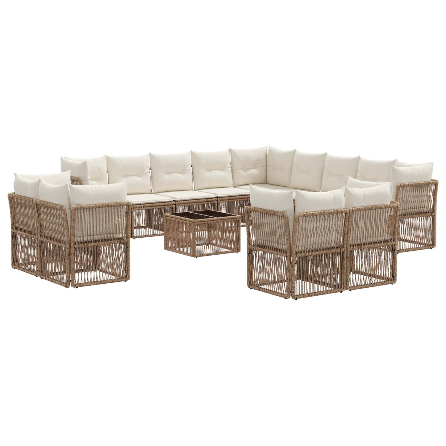 Kerti Kanapé Szett 14 pcs Bézs polirattan