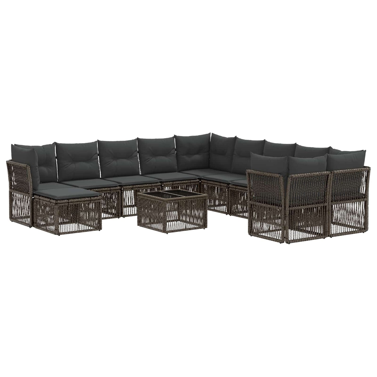 Kerti Kanapé Szett 12 pcs Szürke polirattan