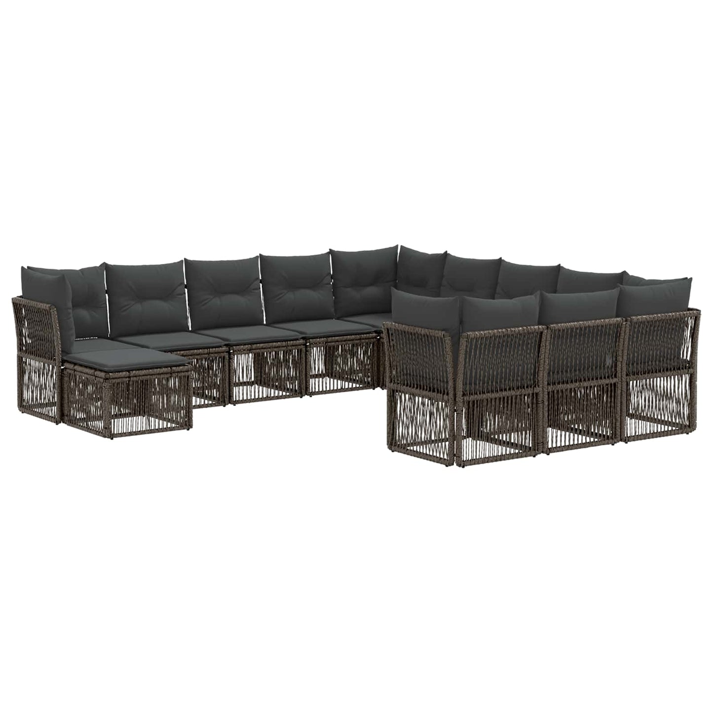 Kerti Kanapé Szett 12 pcs Szürke polirattan