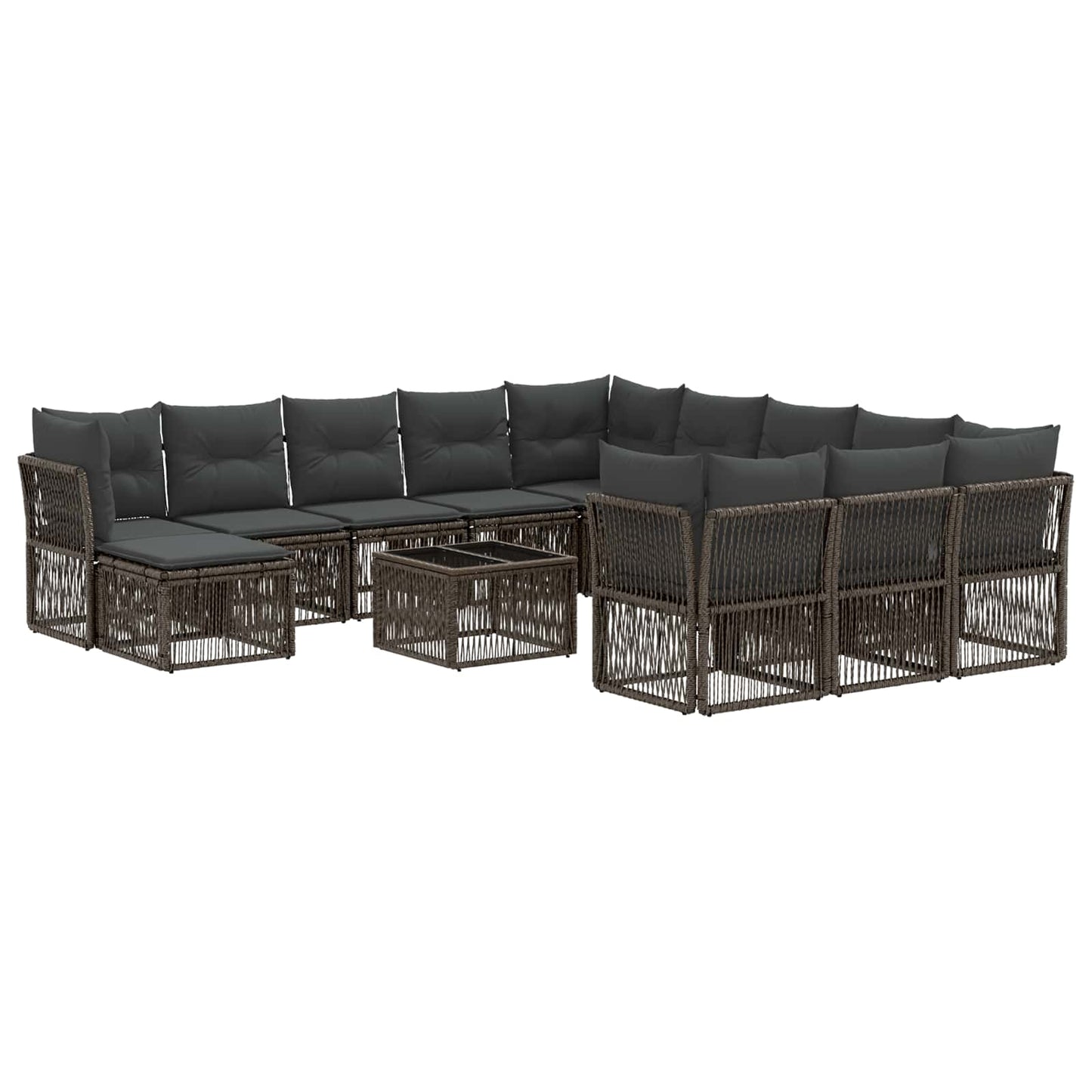 Kerti Kanapé Szett 13 pcs Szürke polirattan
