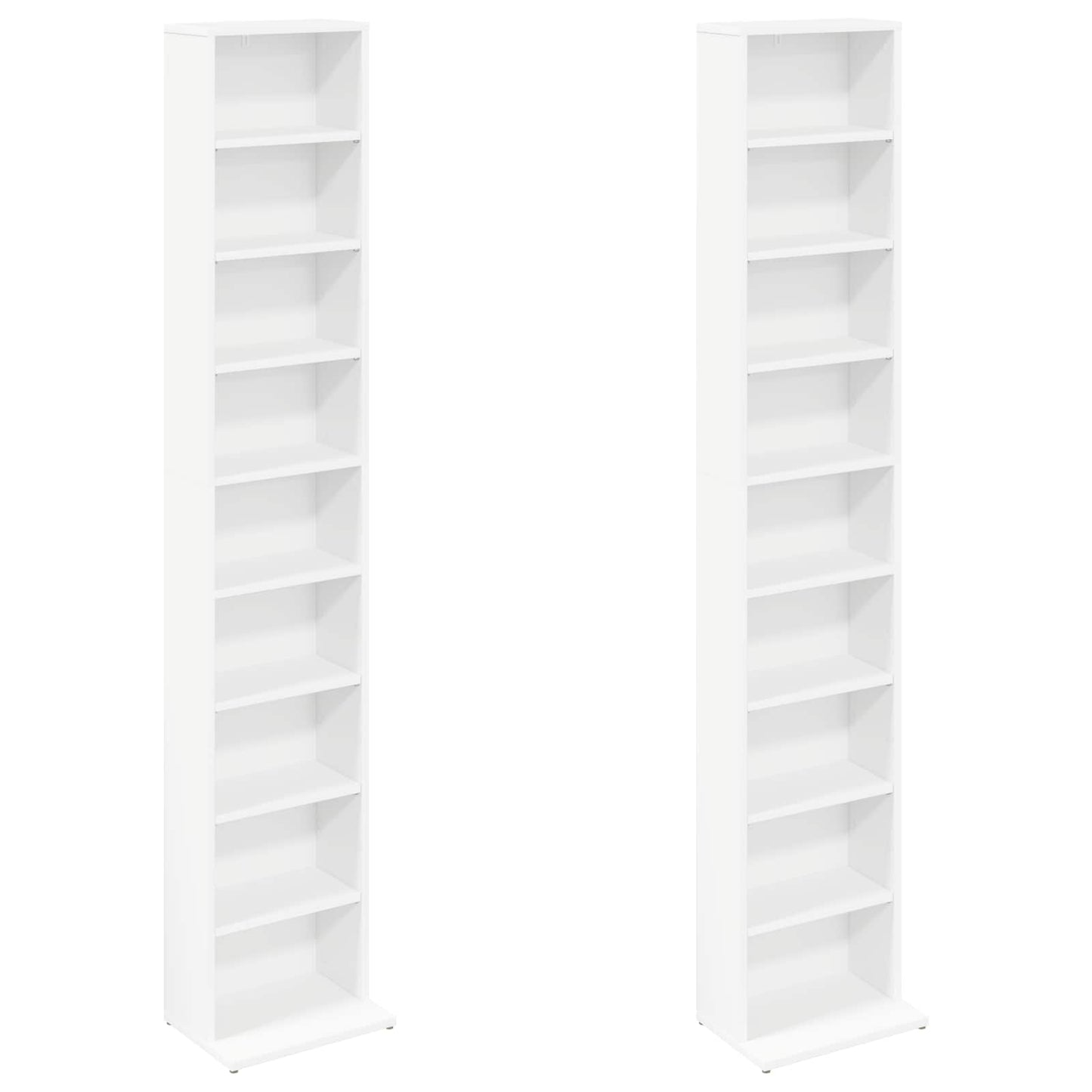 CD szekrény 2 db Fehér 33 x 23,5 x 175 cm Szerelt Fa