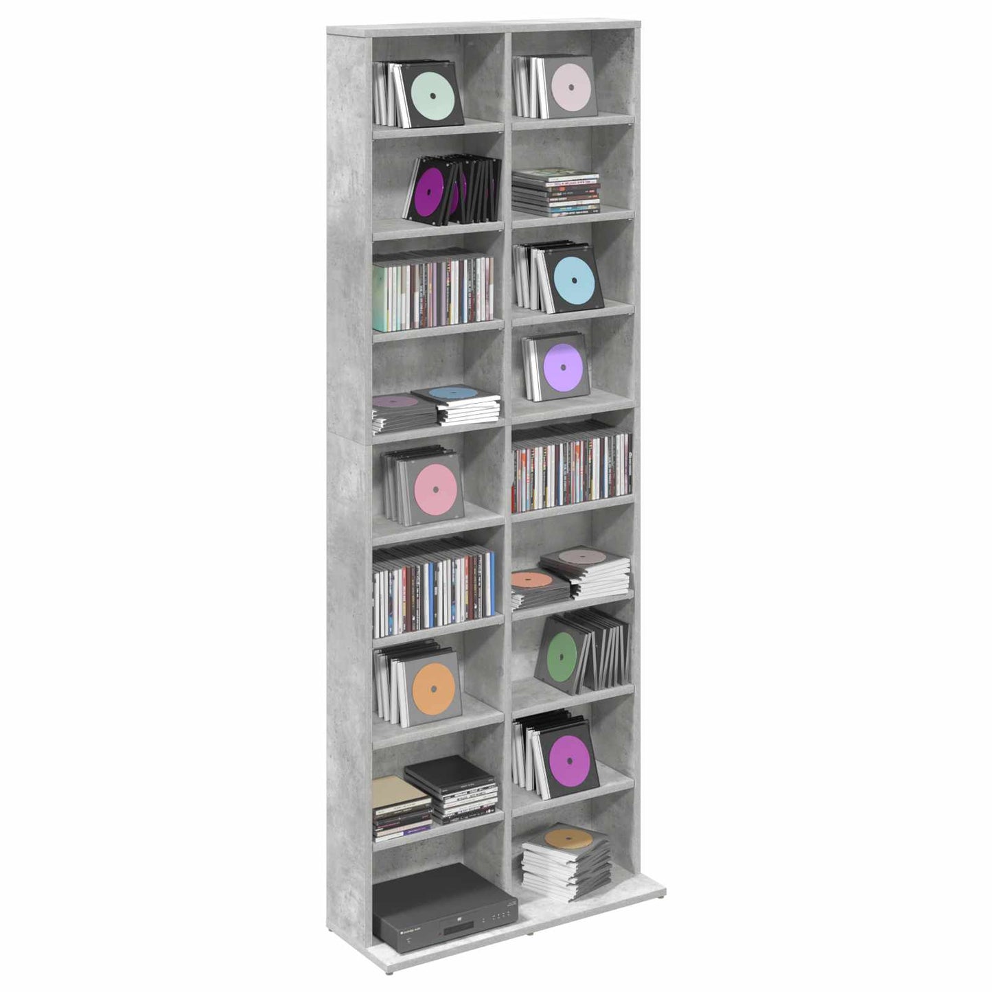 CD szekrény Betonszürke 65 x 23,5 x 175 cm Szerelt Fa