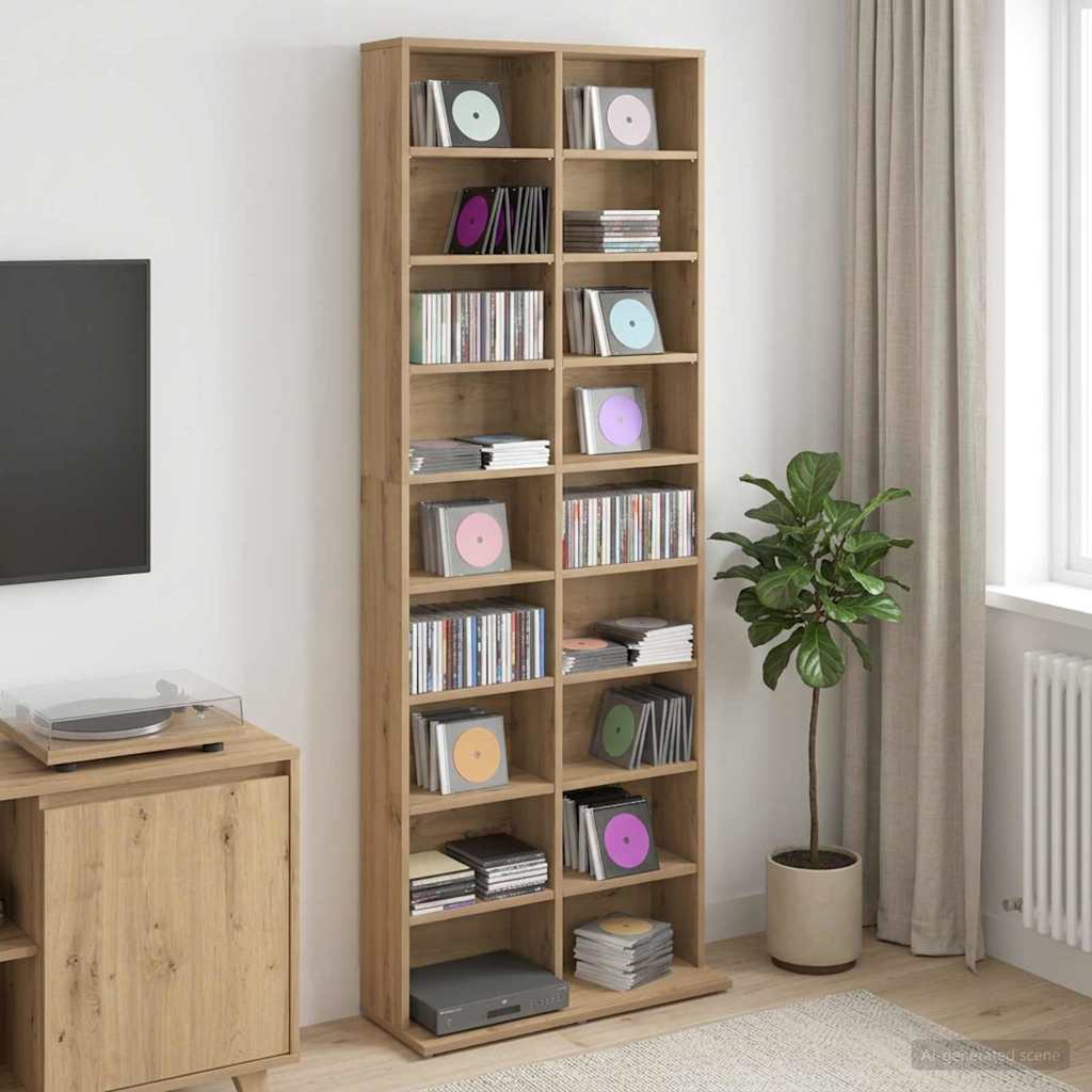 CD szekrény Kézműves Tölgy 65 x 23,5 x 175 cm Szerelt Fa