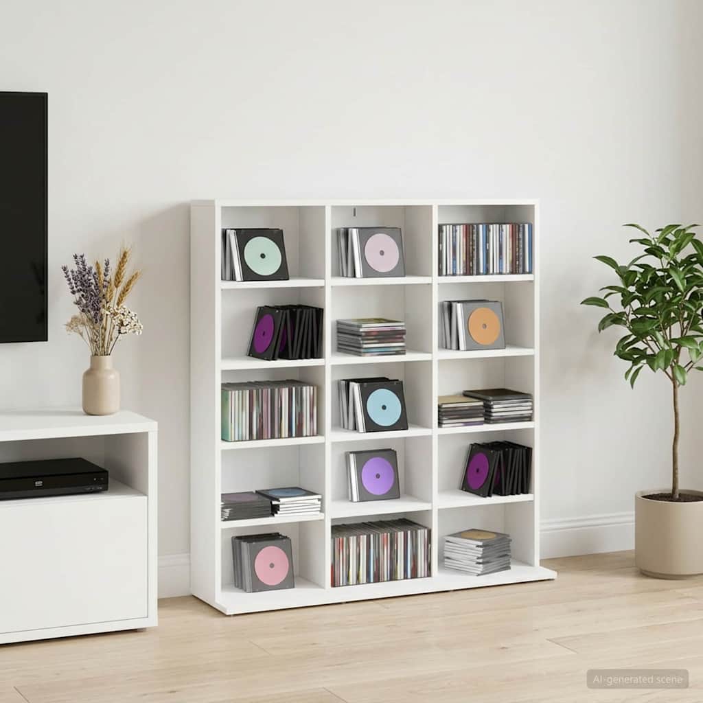 CD szekrény Fehér 96 x 23,5 x 97,5 cm Szerelt Fa