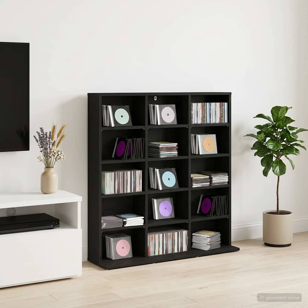 CD szekrény Fekete Tölgy 96 x 23,5 x 97,5 cm Szerelt Fa