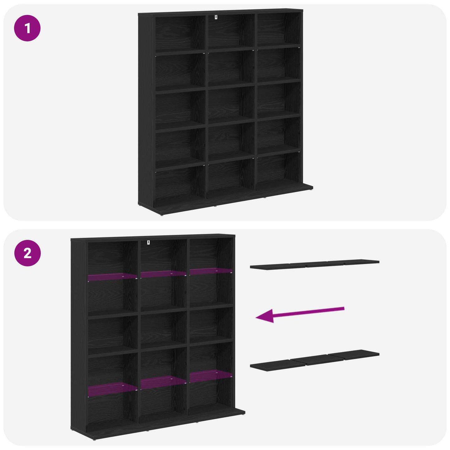 CD szekrény Fekete Tölgy 96 x 23,5 x 97,5 cm Szerelt Fa
