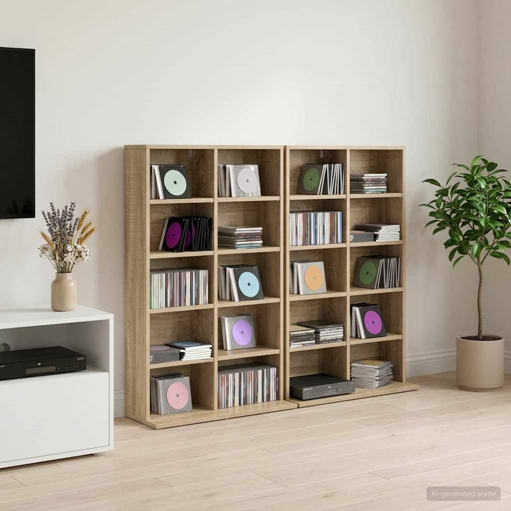 CD szekrény 2 db Sonoma Tölgy 65 x 23,5 x 97,5 cm Szerelt Fa