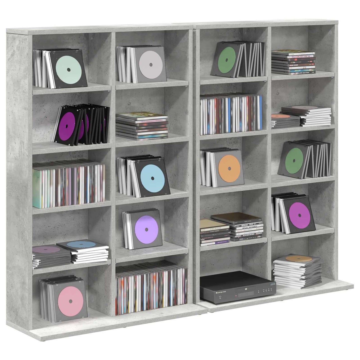 CD szekrény 2 db Betonszürke 65 x 23,5 x 97,5 cm Szerelt Fa