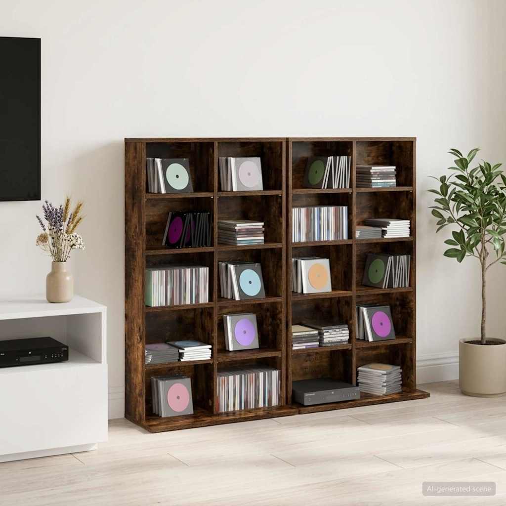 CD szekrény 2 db Füstös Tölgy 65 x 23,5 x 97,5 cm Szerelt Fa
