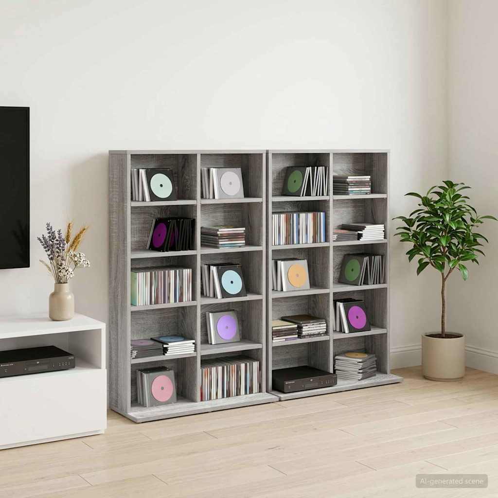 CD szekrény 2 db Szürke Sonoma 65 x 23,5 x 97,5 cm Szerelt Fa
