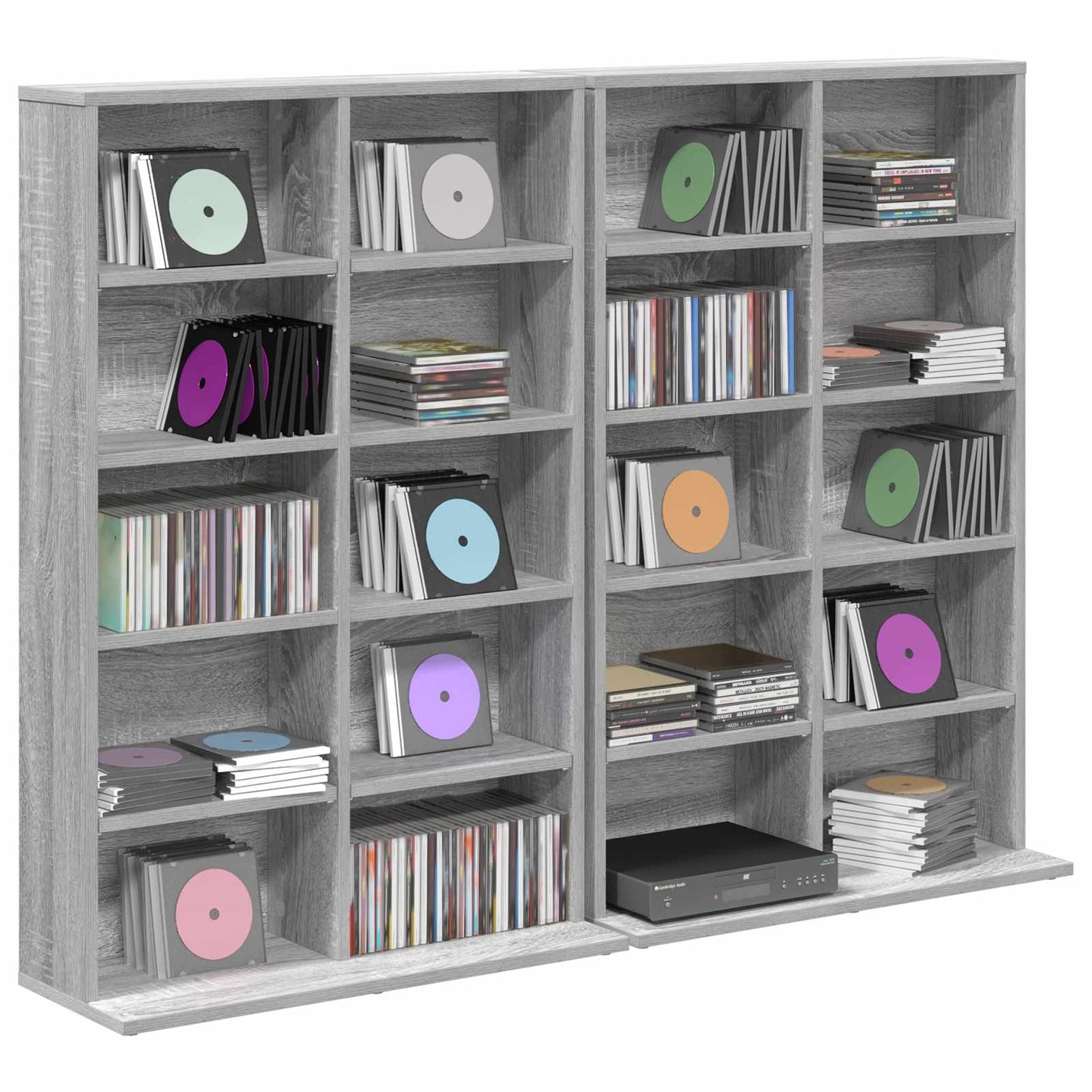 CD szekrény 2 db Szürke Sonoma 65 x 23,5 x 97,5 cm Szerelt Fa