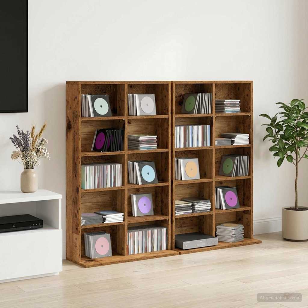 CD szekrény 2 db Antik Fa 65 x 23,5 x 97,5 cm Szerelt Fa