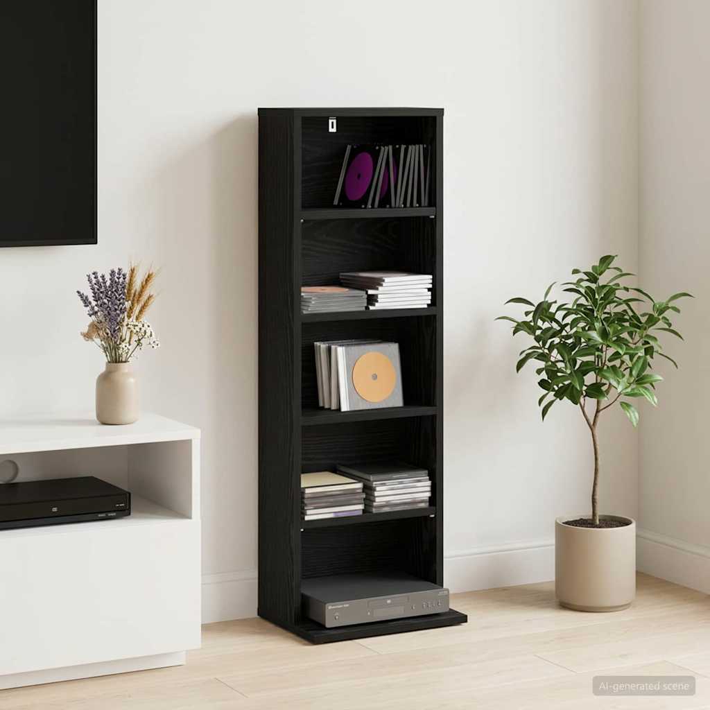 CD szekrény Fekete Tölgy 33 x 23,5 x 97,5 cm Szerelt Fa