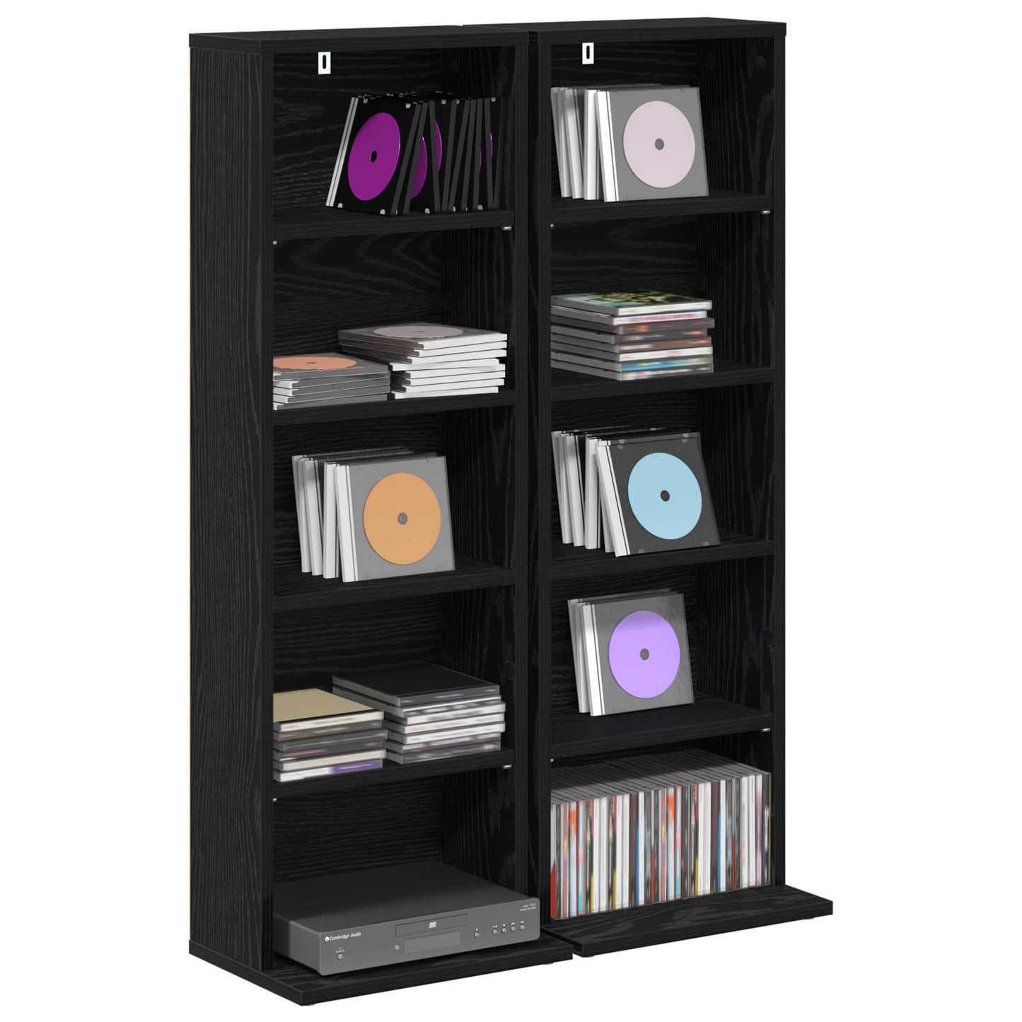 CD szekrény 2 db Fekete Tölgy 33 x 23,5 x 97,5 cm Szerelt Fa