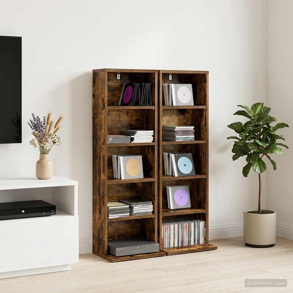 CD szekrény 2 db Füstös Tölgy 33 x 23,5 x 97,5 cm Szerelt Fa