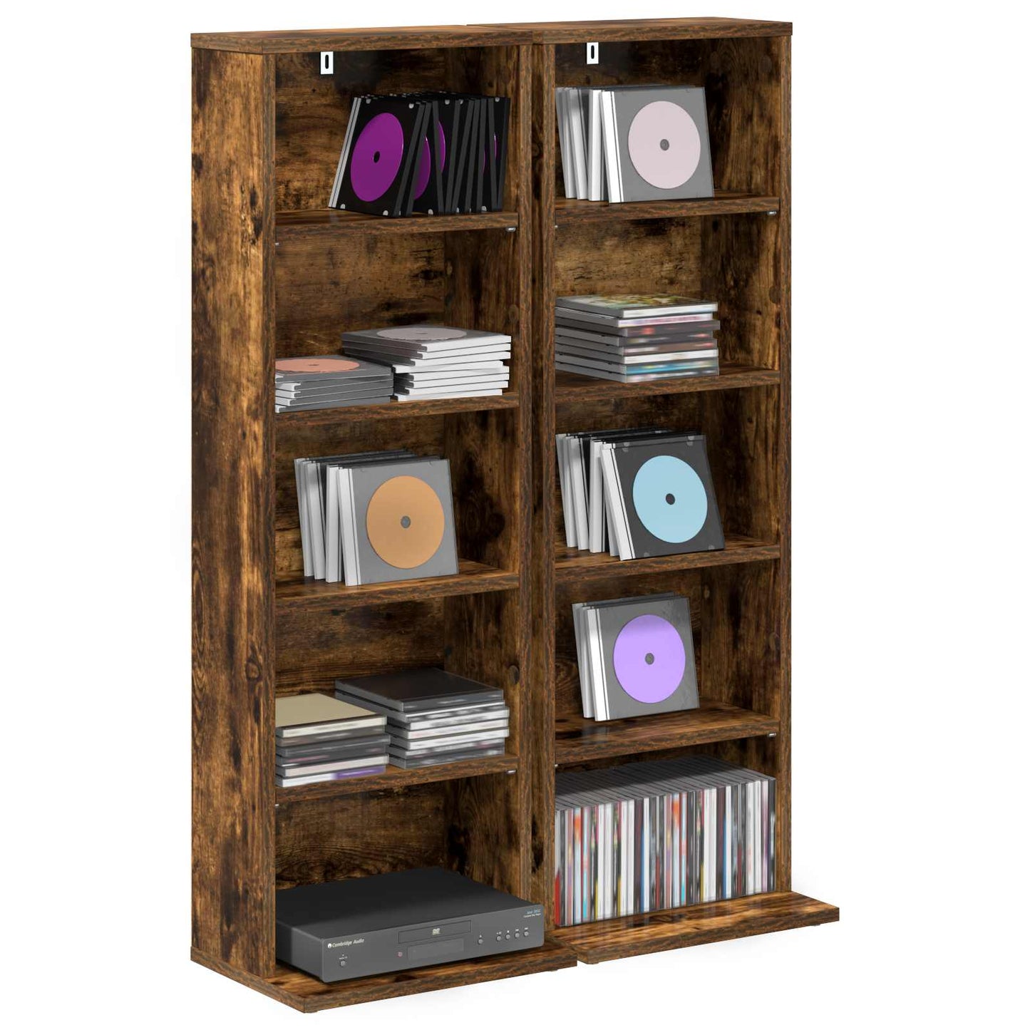 CD szekrény 2 db Füstös Tölgy 33 x 23,5 x 97,5 cm Szerelt Fa