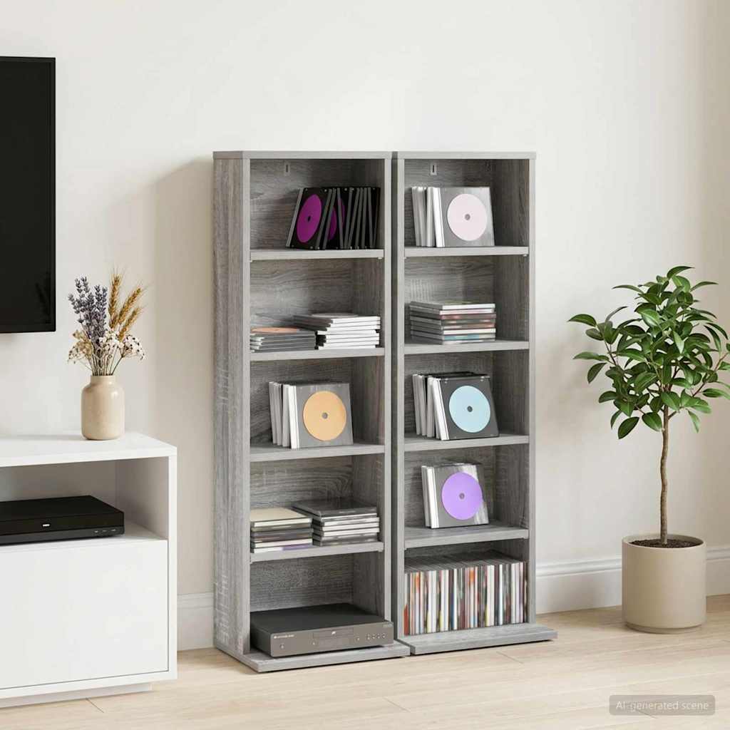 CD szekrény 2 db Szürke Sonoma 33 x 23,5 x 97,5 cm Szerelt Fa