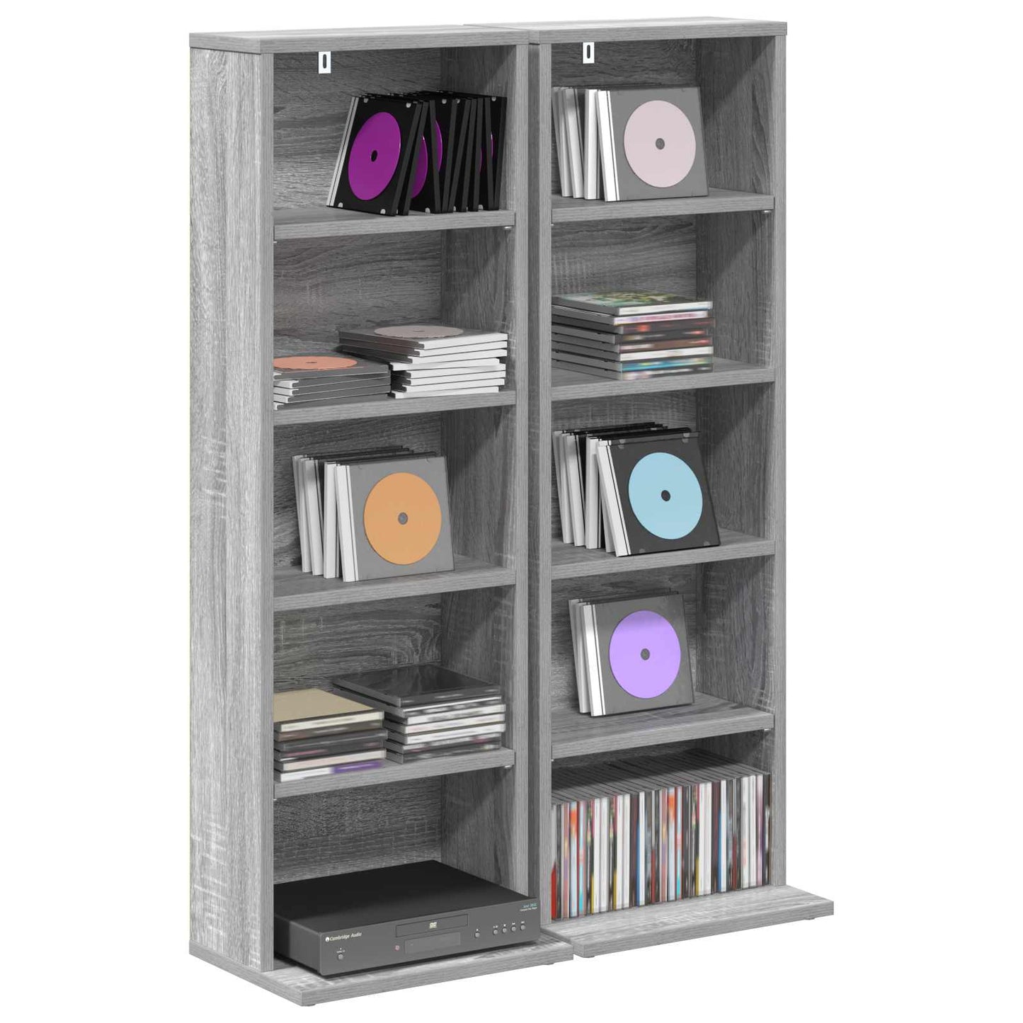 CD szekrény 2 db Szürke Sonoma 33 x 23,5 x 97,5 cm Szerelt Fa