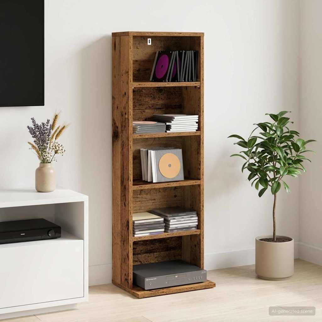 CD szekrény Antik Fa 33 x 23,5 x 97,5 cm Szerelt Fa