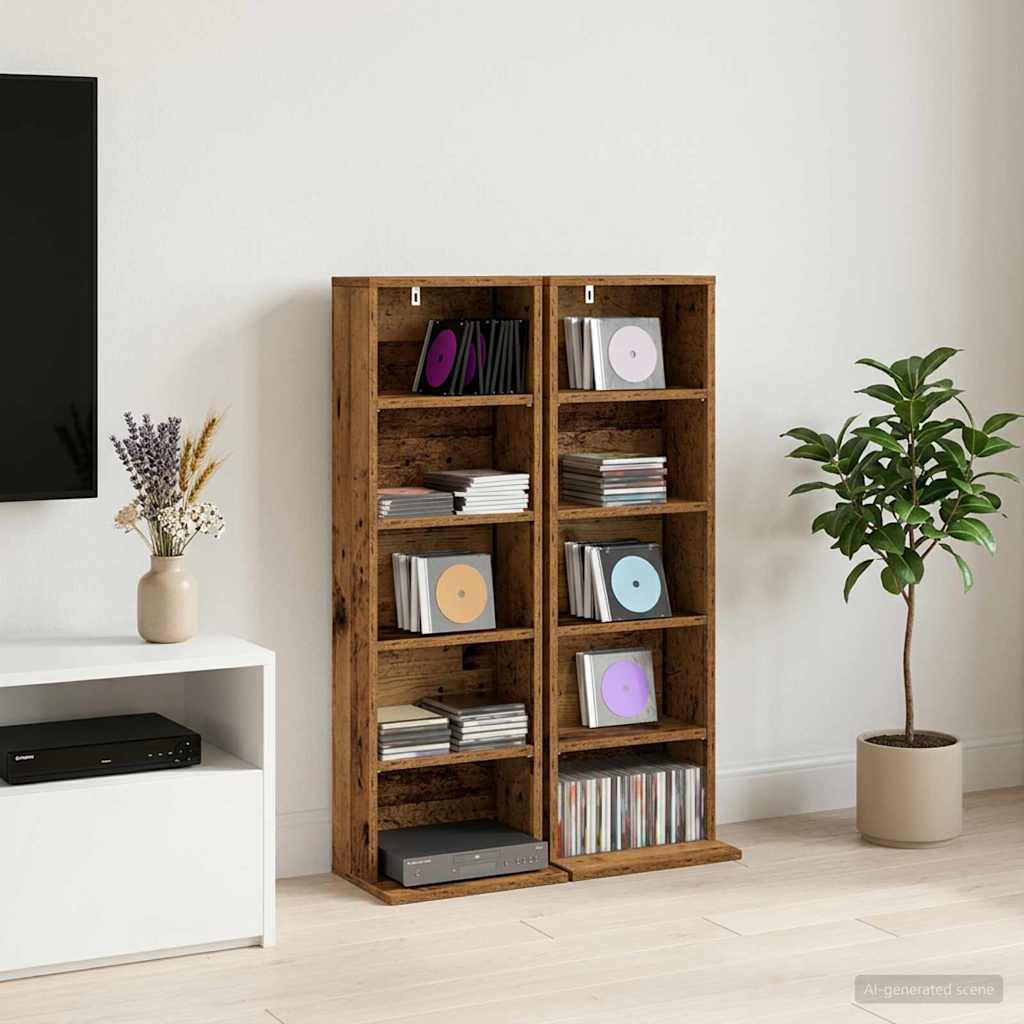 CD szekrény 2 db Antik Fa 33 x 23,5 x 97,5 cm Szerelt Fa