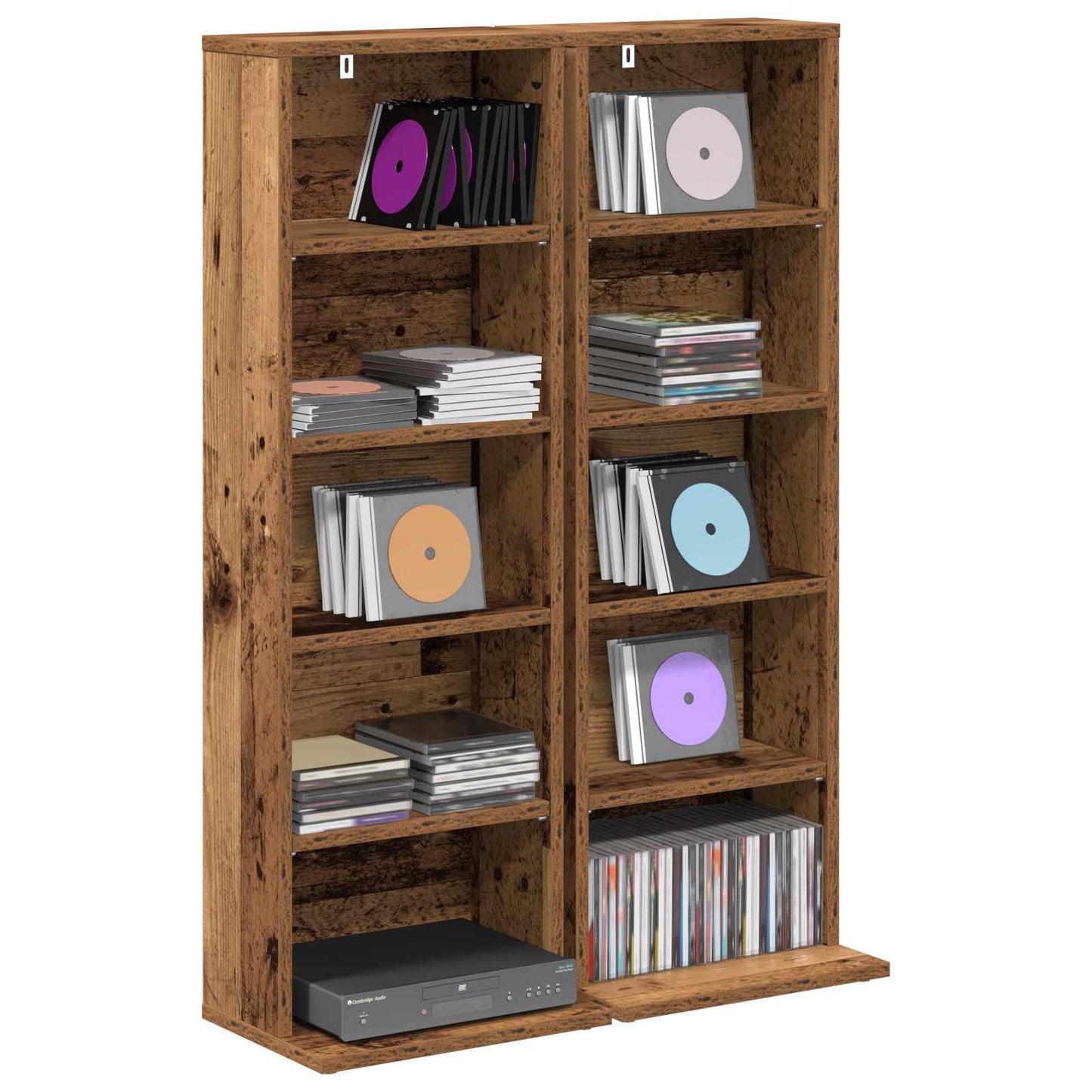 CD szekrény 2 db Antik Fa 33 x 23,5 x 97,5 cm Szerelt Fa
