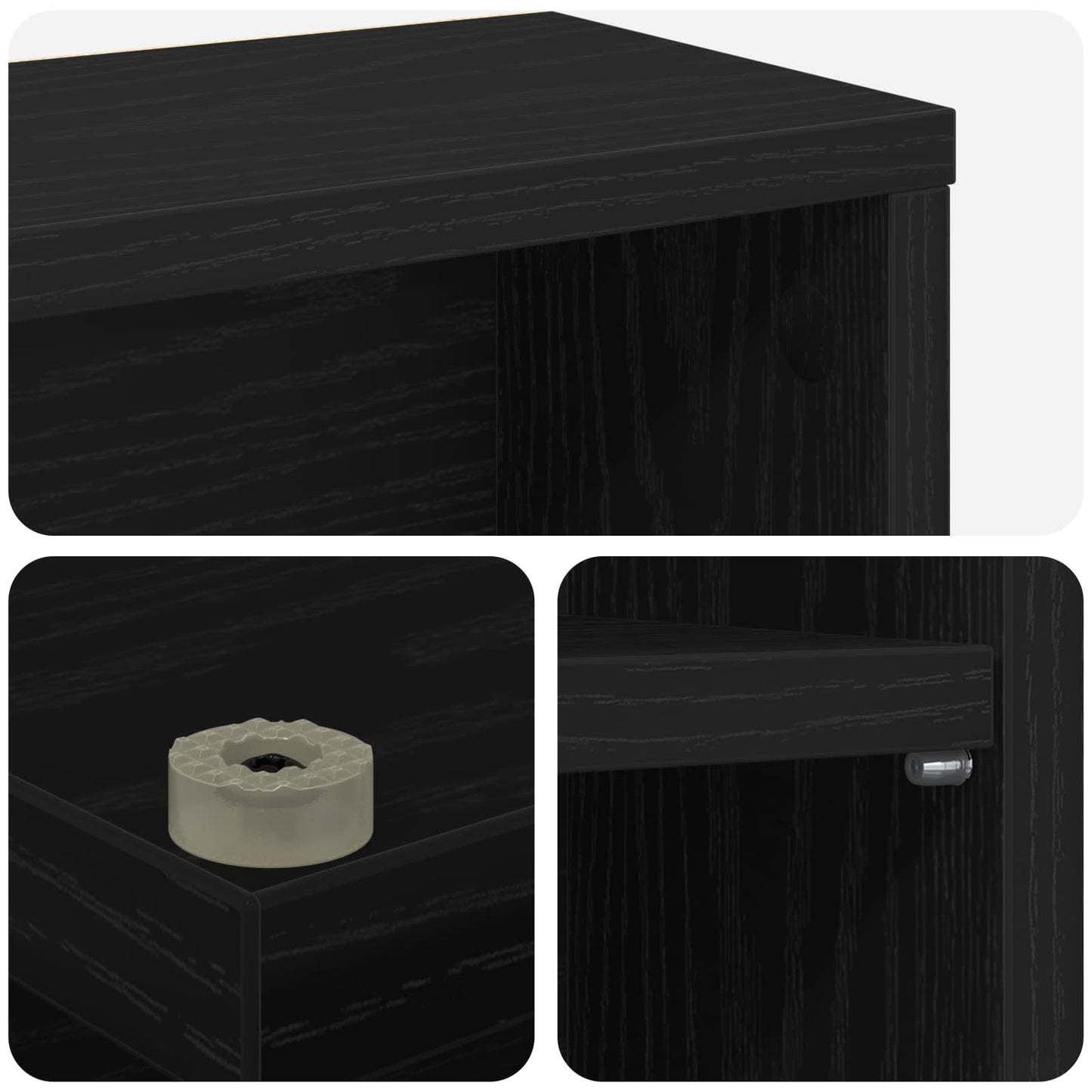 CD szekrény 2 db Fekete Tölgy 60 x 17 x 92 cm Szerelt Fa
