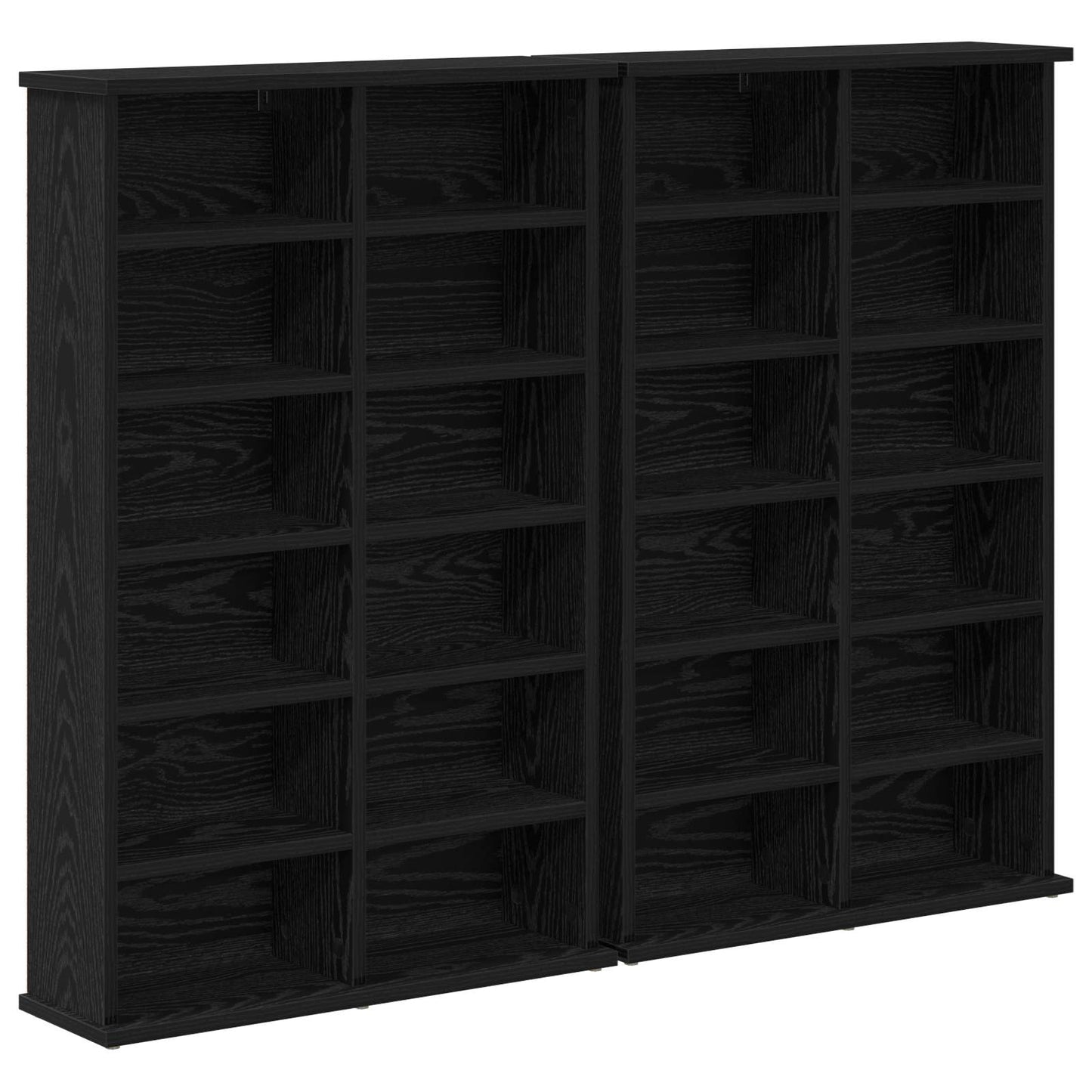 CD szekrény 2 db Fekete Tölgy 60 x 17 x 92 cm Szerelt Fa